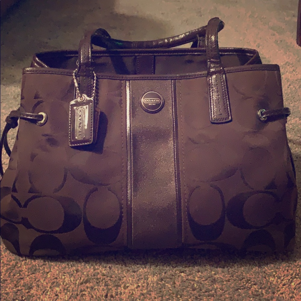 Coach Brown Signature Stripe Carryall